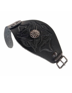 Armband met Keltische knoop en reliëfs in leer 2