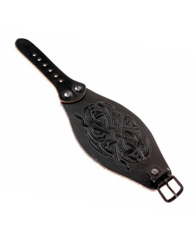 Pulsera Celta-Vikinga en cuero repujado