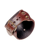 Pulsera vikinga Harald con relieves en cuero
