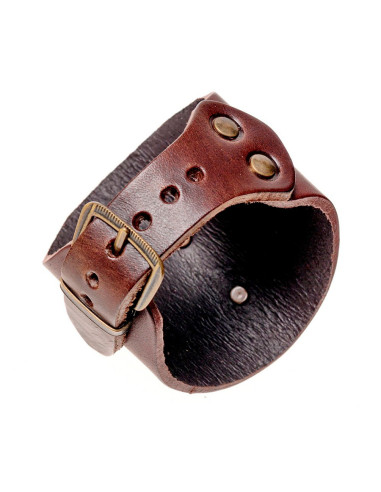 Pulsera vikinga Harald con relieves en cuero