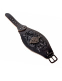 Pulsera vikinga Harald con relieves en cuero
