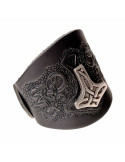Pulsera vikinga Thor con relieves en cuero