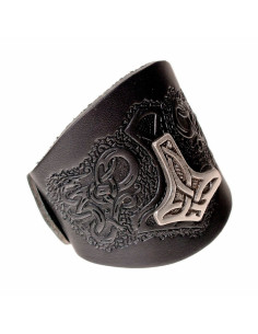 Pulsera vikinga Thor con relieves en cuero