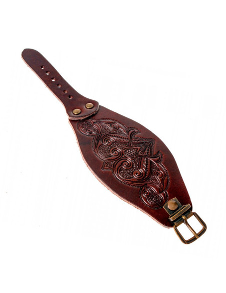 Pulsera medieval con relieves en cuero