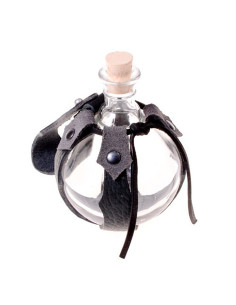 Glazen fles met lederen baldric voor je toverdrankjes 2