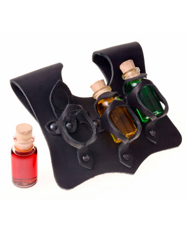 Tahalí con 3 botellines de pócimas mágicas, 10 ml.