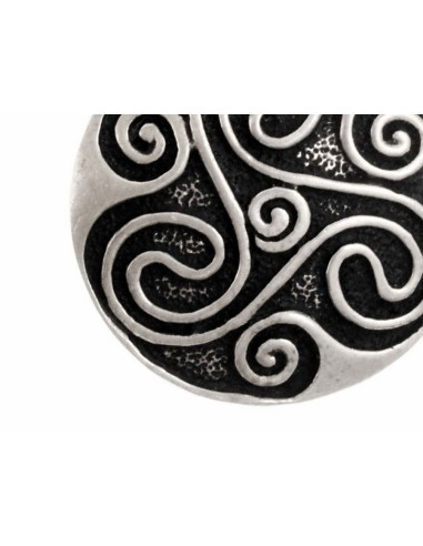 Colgante espiral Celta Triskele con correa en piel negra