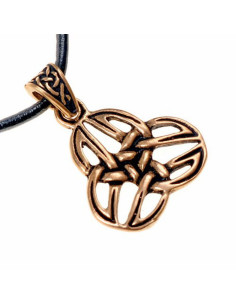 Keltische Triquetra spiraalhanger met zwarte leren band 2