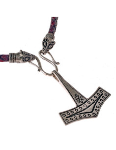 Viking læder halskæde med Mjölnir fra Bornholm