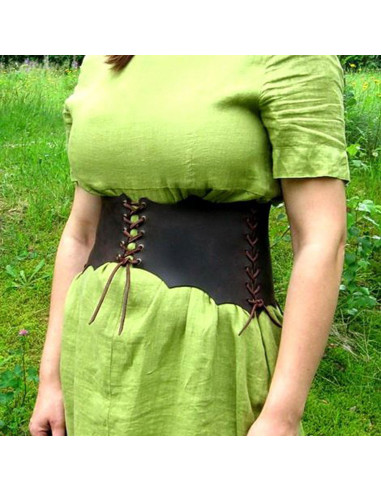 Literatuur onderdak handig Brede middeleeuwse korset-achtige riem met veters voor dames ⚔️ Kleur bruin  Maat XL