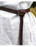 Cinturón medieval largo flor con doble hebilla, siglos XIII-XV