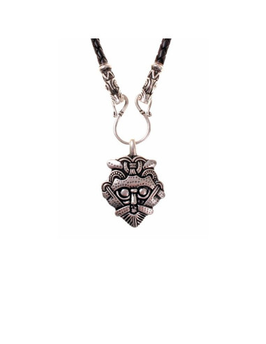 Banke give Åben Gotland vikingemaske amulet halskæde ⚔️ Tienda Medieval afsluttes Sølv