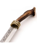 Cuchillo Seax vikingo largo con grabados