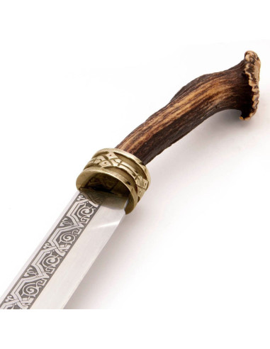 Cuchillo Seax vikingo largo con grabados