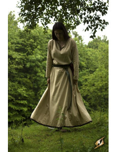 Beige mittelalterliche Tunika mit langen Ärmeln für Damen 2