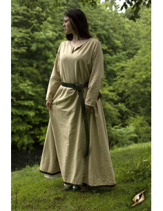 Beige middeleeuwse tuniek met lange mouwen voor dames