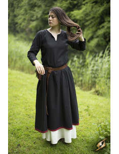 Schwarze mittelalterliche Tunika mit langen Ärmeln für Damen 2