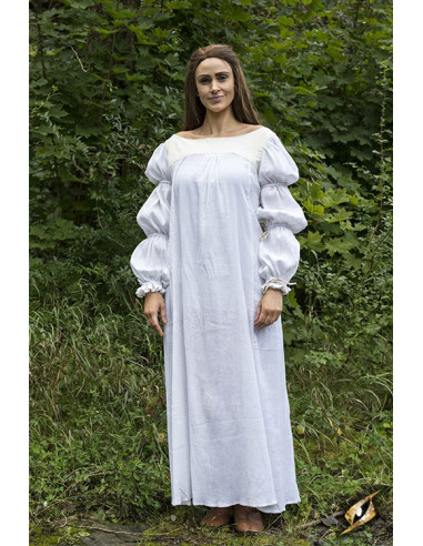 Vestido medieval Lucrecia en blanco roto