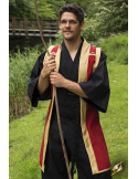 Jinbaori o abrigo samurai en rojo-dorado