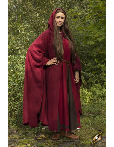 Middeleeuwse donkerrode Godfrey cape van wol
