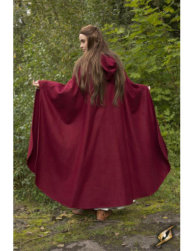 Capa medieval Godfrey rojo oscuro en lana