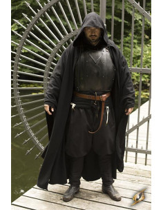 Capa medieval Godfrey negra en lana