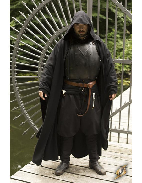 Capa medieval Godfrey negra en lana