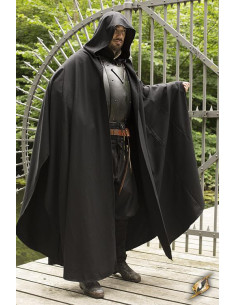 Capa medieval Godfrey negra en lana 2