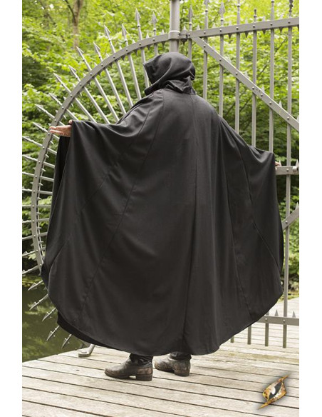 Capa medieval Godfrey negra en lana