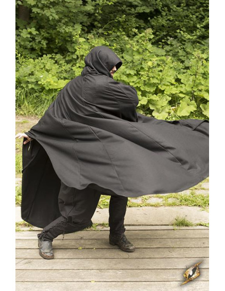 Capa medieval Godfrey negra en lana