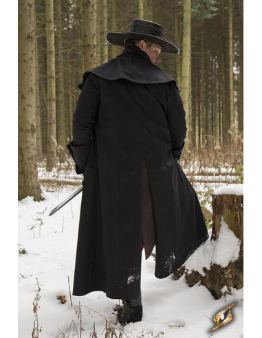 Abrigo medieval cazador Hellsing, color negro