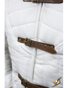Mittelalterlicher gesteppter Gambeson in Naturweiß 2