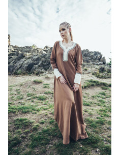 Lang vikingekjole Freya, sandfarvet