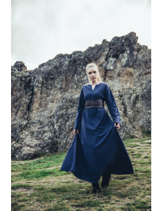 Valdis Cotton Viking Dress, Midnight Blue