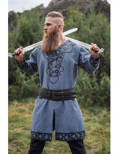 Túnica vikinga decorada Erik, gris azulado