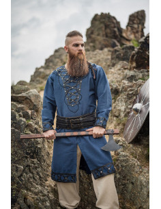 Dekoreret vikingetunika Erik, mørkeblå
