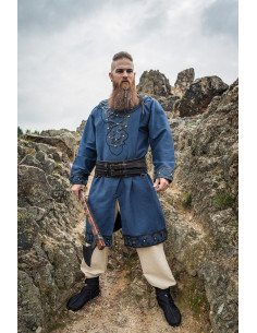 Túnica vikinga decorada Erik, azul oscuro 2
