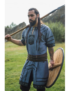 Túnica vikinga de manga corta Rollo, gris azulado 2