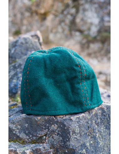 Gorro de lana vikingo verde modelo Sjard