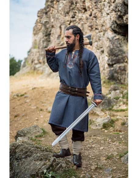 Freki Viking tunika med håndbroderi,...
