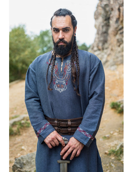Túnica vikinga Freki con bordados a...