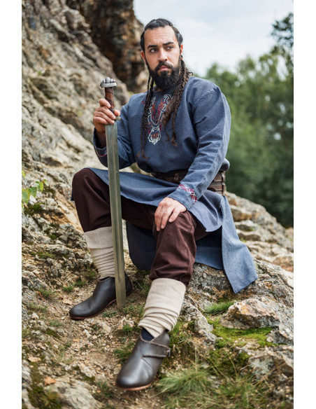 Freki Viking tunika med håndbroderi,...