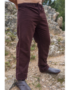Pantalones vikingos de lino modelo Asmund, marrón oscuro