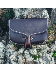 Bolso vikingo de cuero Hulda con Nudo Celta, marrón