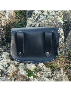 Bolso vikingo de cuero Hulda con Nudo Celta, negro 2