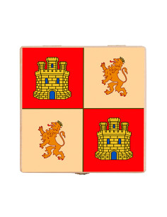 Mittelalterliche Holzkiste mit Schild von Castilla y León 2