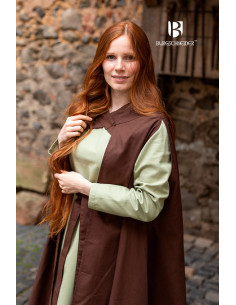 Capa medieval mujer Morpheus en algodón, marrón 2