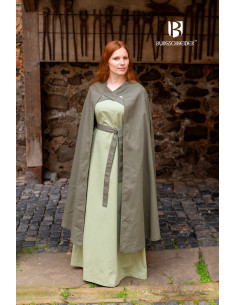 Capa medieval mujer Morpheus en algodón, verde oliva