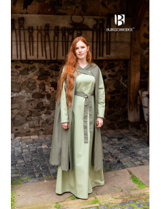 Capa medieval mujer Morpheus en algodón, verde oliva 2
