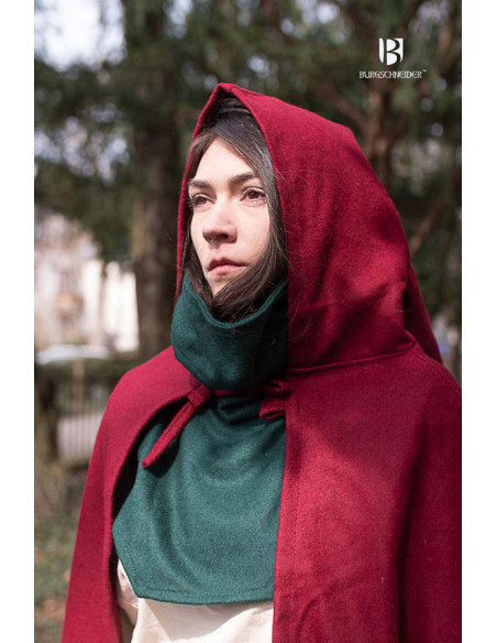 Capa medieval lana Hibernus, color rojo